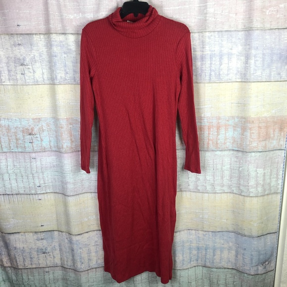 ALL IN FAVOR Long Sleeve Midi Sweater Dress Claret - Picture 4 of 8